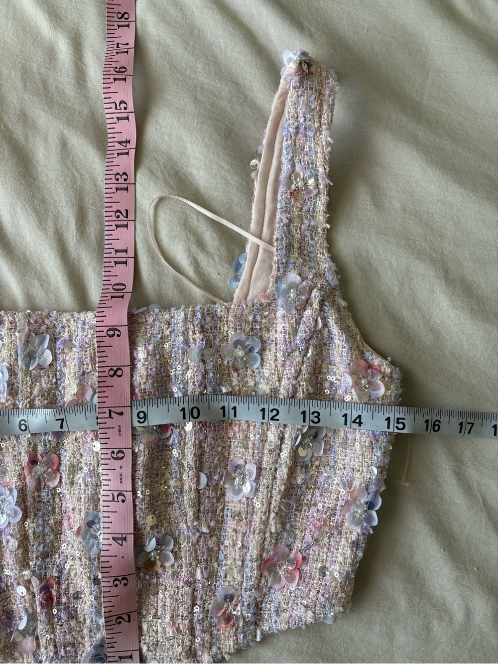 Altar'd State Ella Floral Sequin Tweed Corset in Pastel Pink-multi Size XS - Picture 8 of 9